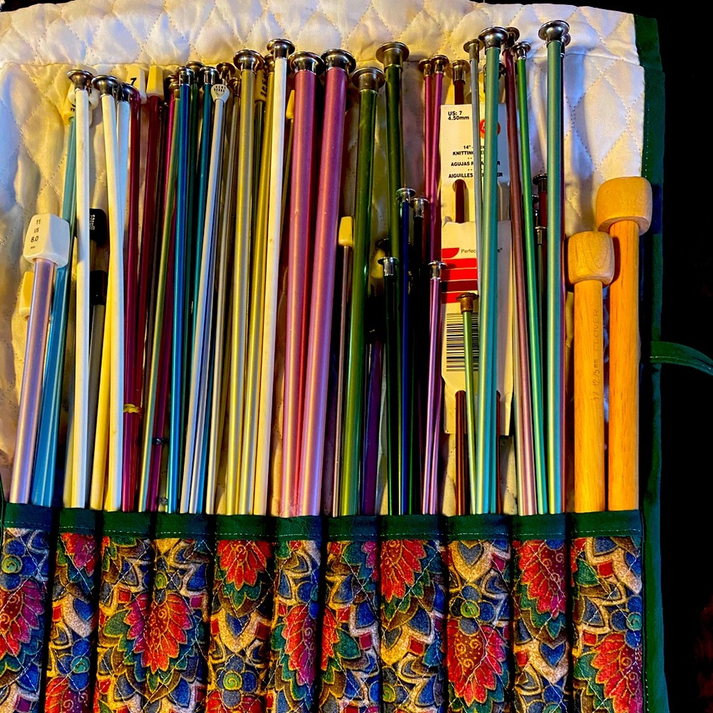 Several knitting needles. 33 pair to be exact